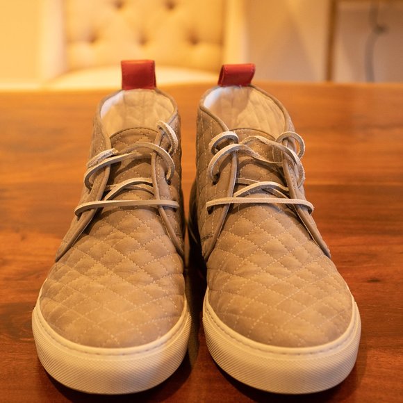 DEL TORO - Made in Italy Gray Quilted Leather High Top Chukka Sneakers main image 5